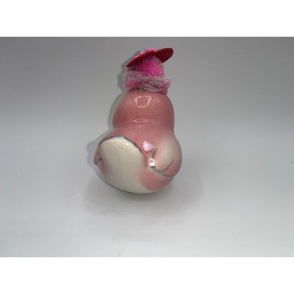 Vintage Pink Ceramic Bird Valentines Day Pink Flower Princess Heart Hat OMG OOAK - Picture 16 of 16